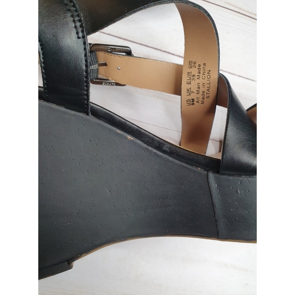 Franco Sarto Stallion Strappy Criss Cross Cork Wedge Sandal, Platform, Black, 9 - Picture 6 of 7